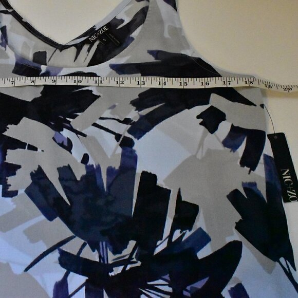 Nic + Zoe Multi Blue Print Tank Blouse Top Size S - Picture 4 of 7